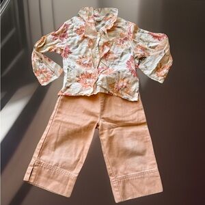 Vintage Baby GAP Peach Floral Outfit sz 2